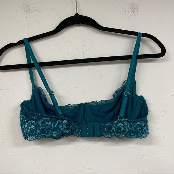 Intimint Teal Green Lace Demi Underwire Push Up Bra 34B Girly Romantic Lingerie - Picture 6 of 8